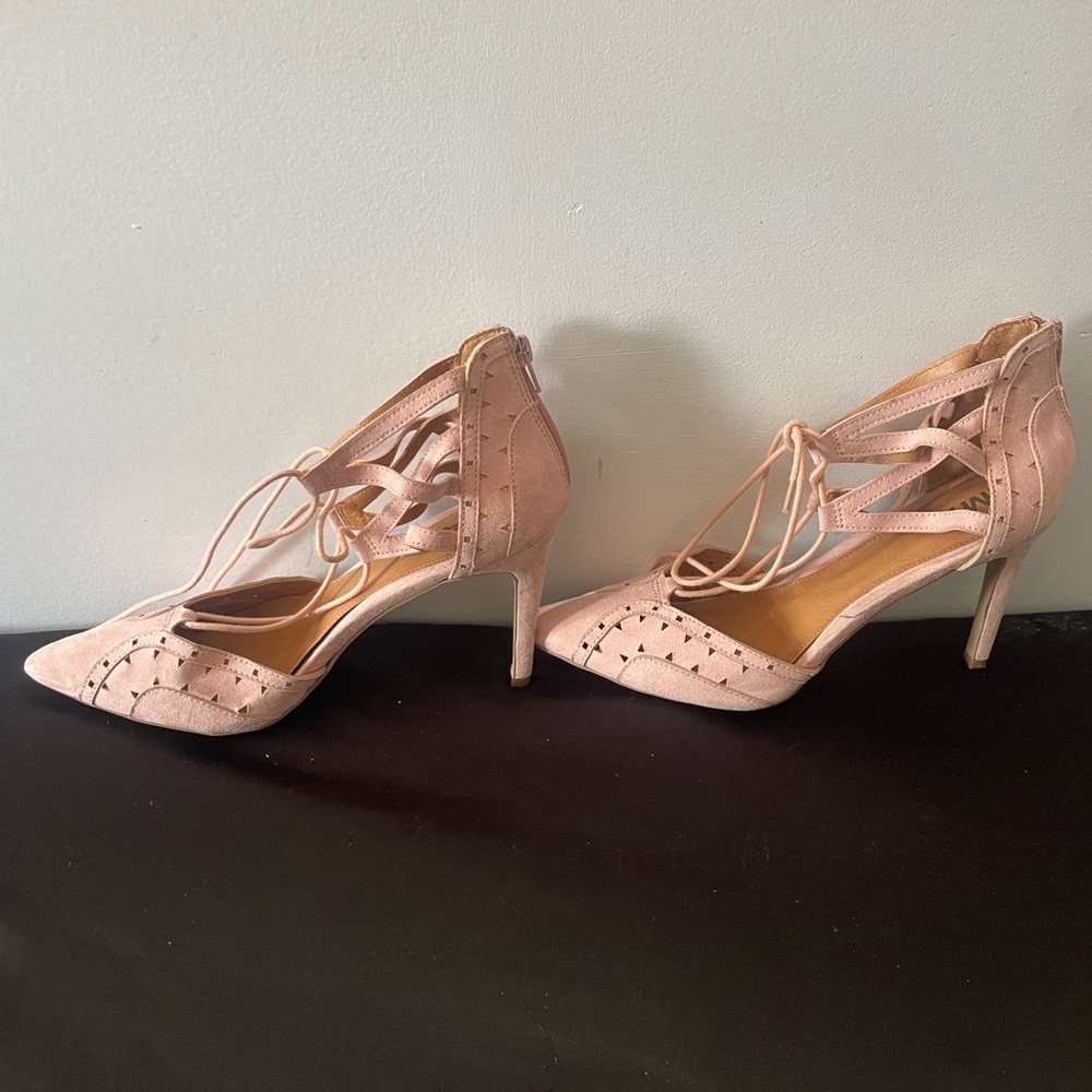 MIA Blush Lace-Up Heels
